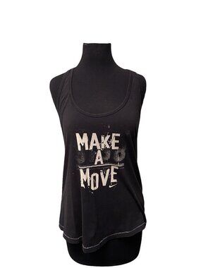 Nike Racerback Tank Top Womens Medium Black Make A Move Graphic Athletic